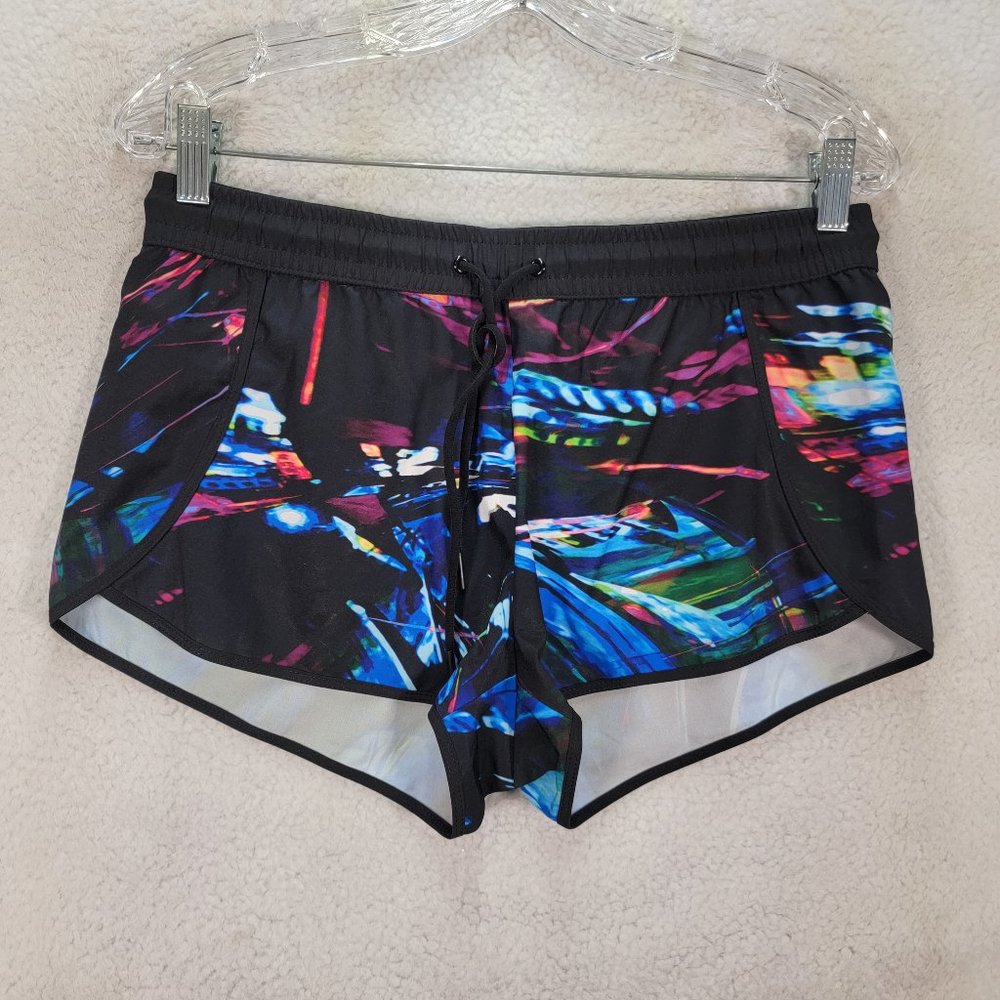Fabletics Black Geometric Print Colorful Activewear Carrie Athletic Shorts